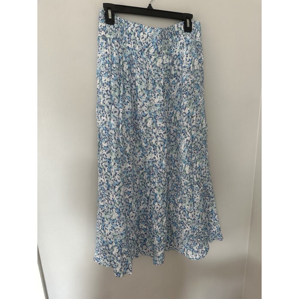Wonderly Skirt Womens Large Blue White Floral Maxi Midi Pull On